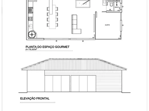 Planta da área gourmet de 77 m²
