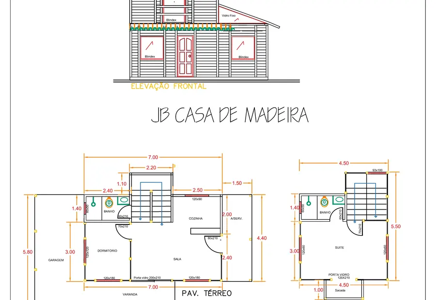 Planta: Casa 84,98m² com 1 suíte, 1 quarto e garagem