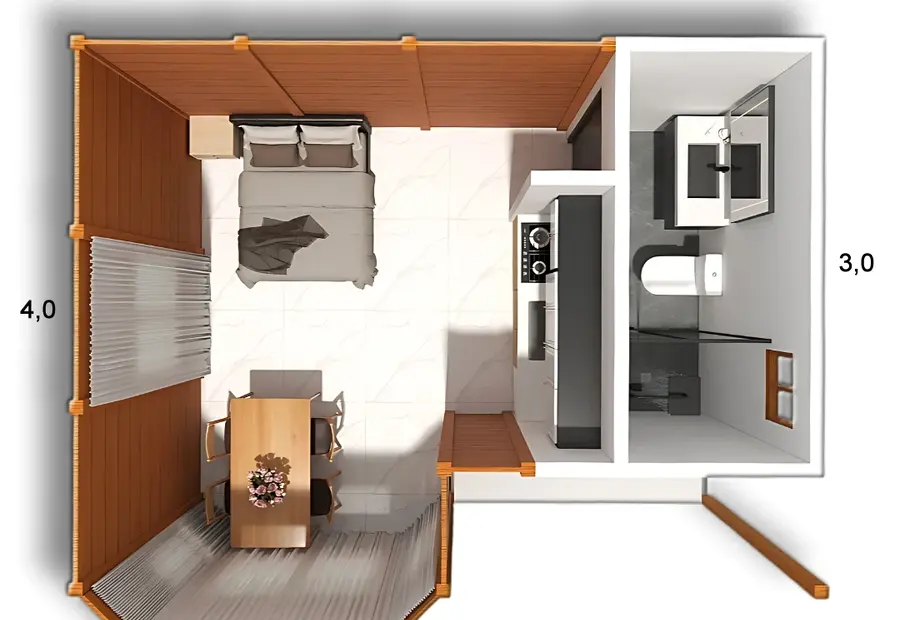 Planta: Chalé Loft 25,20m² com Bay Window