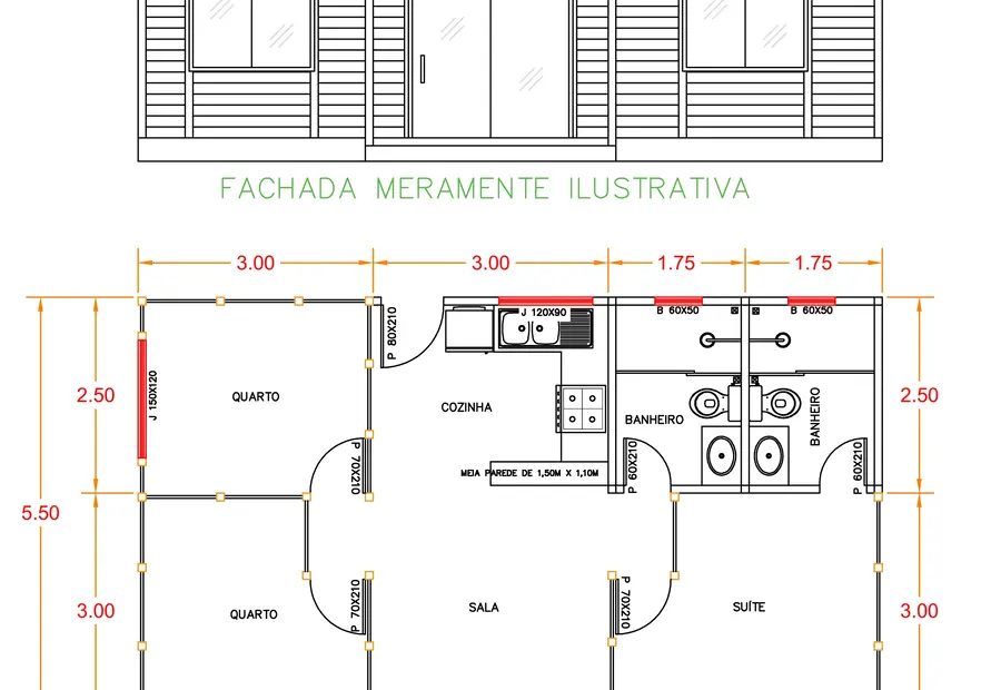 Planta: Casa de Madeira 55,45 m²