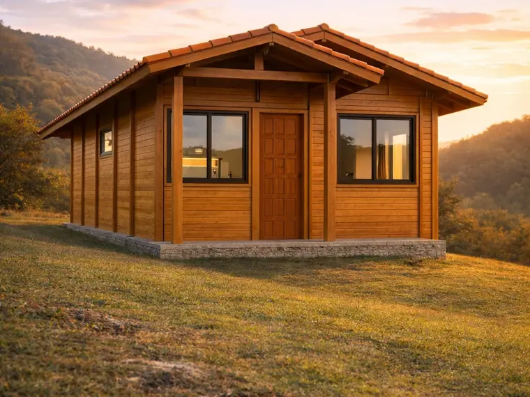 Fachada: Chalé 26,85m² com 1 Quarto e Varanda