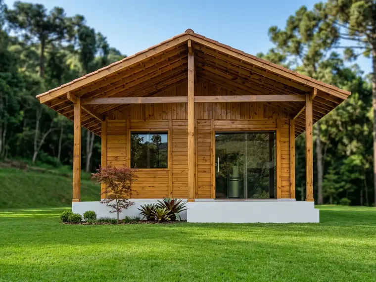 Fachada: Chalé  42,40m² com 1 Quarto e Varanda