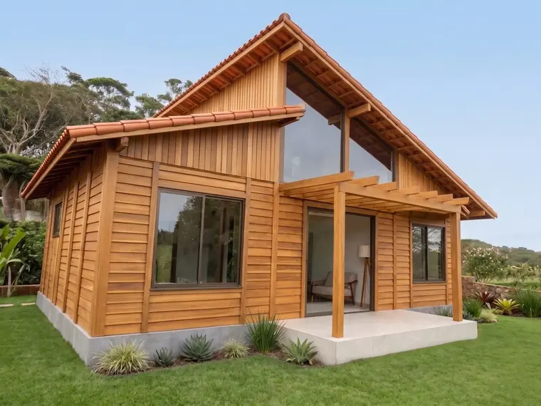 Fachada: Casa 61,70m² com 2 Suítes e Pergolado