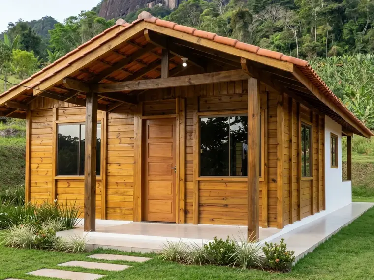 Fachada: Casa Térrea 65,25m² com 2 Quartos e 2 Varandas
