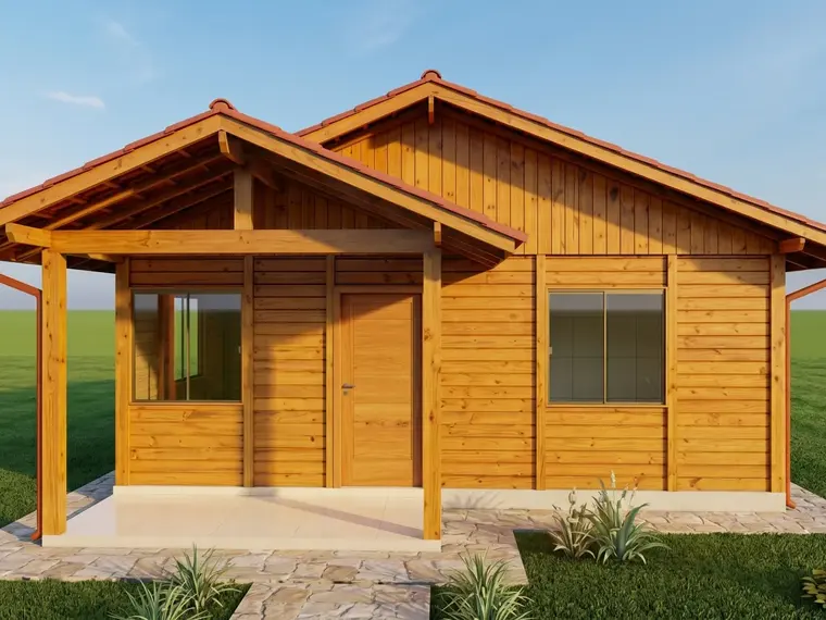 Fachada: Casa Térrea 71,75m² com 1 Suíte e 2 Quartos