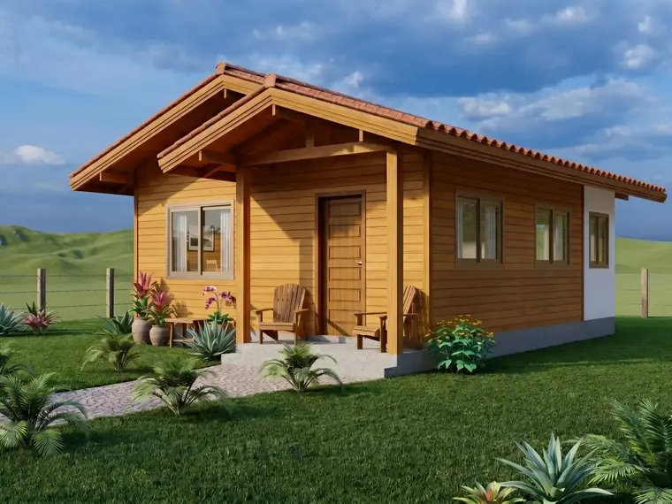 Fachada: Casa 72,50m² com Suíte, Quarto e Varanda