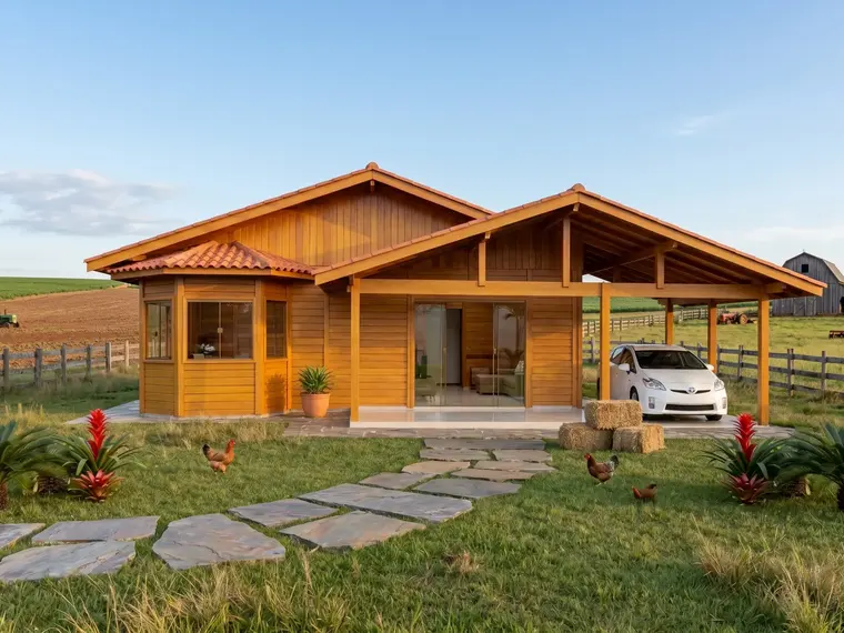 Fachada: Casa 72,75m² com Suíte, Garagem e Varanda
