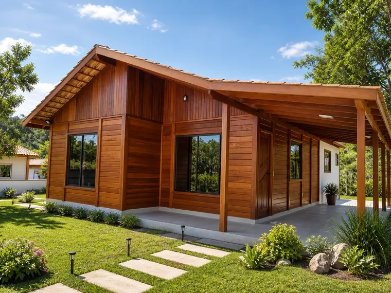 Fachada: Casa Térrea 80,10m² com 1 Suíte, 1 Quarto, Varanda e Garagem