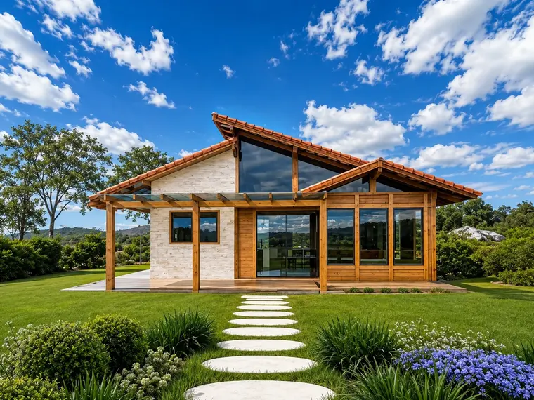 Fachada: Casa 91,30m² com 1 suíte, 2 quartos e pergolado