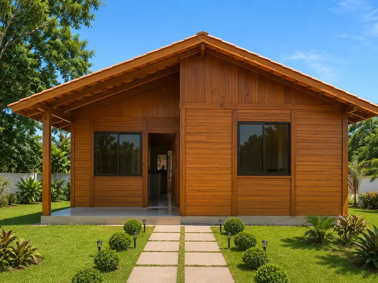 Fachada: Casa 94,50m² com 1 suíte, 2 quartos, área gourmet e varanda