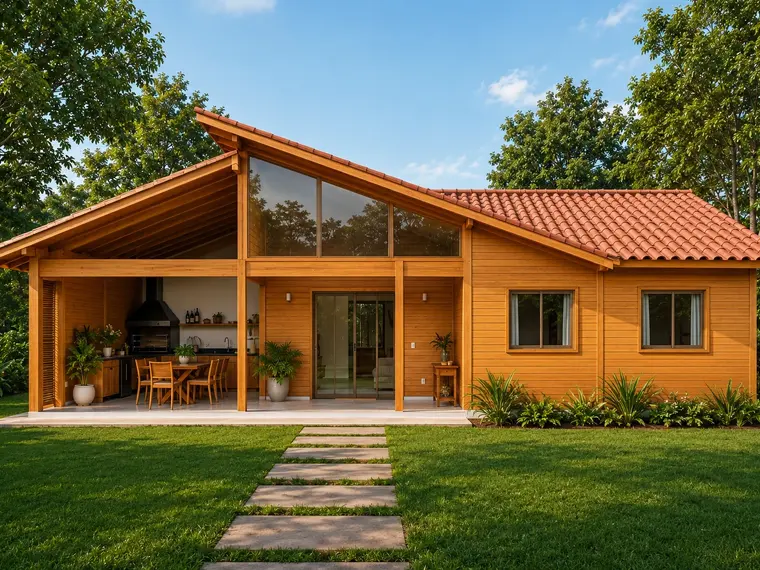 Fachada: Casa 94,50m² com 1 suíte, 2 quartos e área gourmet