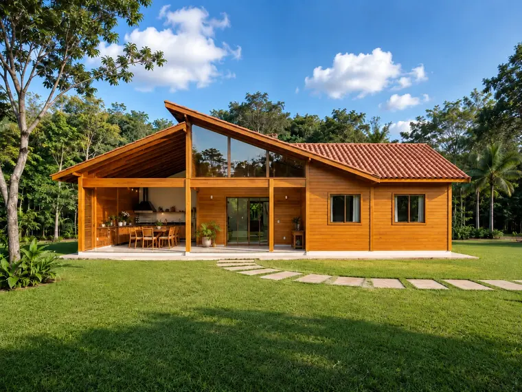 Fachada: Casa 100,50m² com 1 suíte, 2 quartos, área gourmet e lavabo