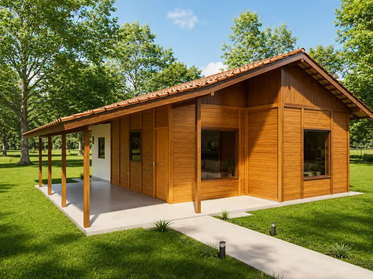 Fachada: Casa 101,50m² com 2 quartos, 1 suíte, varanda e garagem