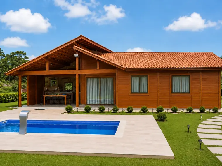 Fachada: Casa 102,50m² com 2 quartos, 1 suíte, lavabo e área gourmet