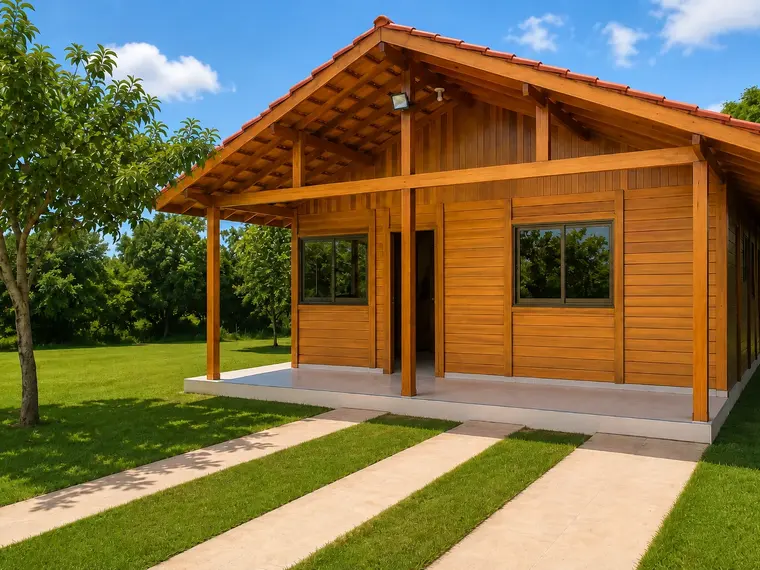 Fachada: Casa 103,60m² com 1 suíte, 1 quarto, despensa e 2 varandas