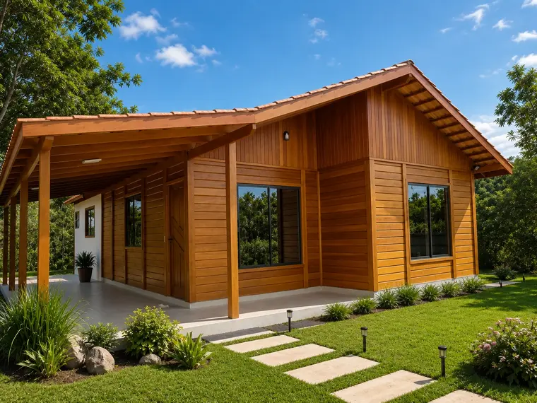 Fachada: Casa 105,00m² com 1 suíte, 2 quartos, garagem e varanda