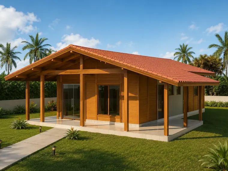 Fachada: Casa 105,00m² com 1 suíte, 2 quartos e 2 varandas