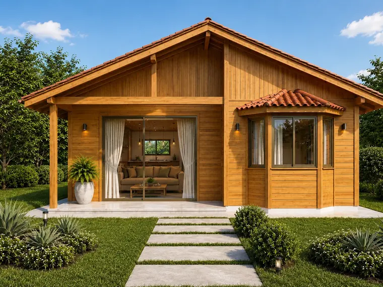 Fachada: Casa 42,00m² com 1 quarto, varanda e área de serviço