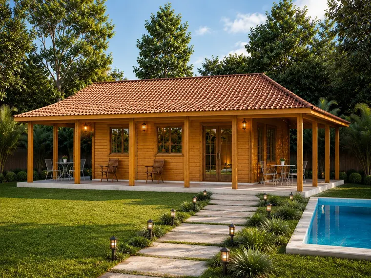 Fachada: Casa 114,00m² com 1 suíte, 2 quartos e varanda em volta