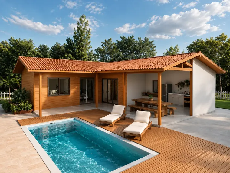 Fachada: Casa 117,00m² com 1 suíte, 2 quartos e área gourmet