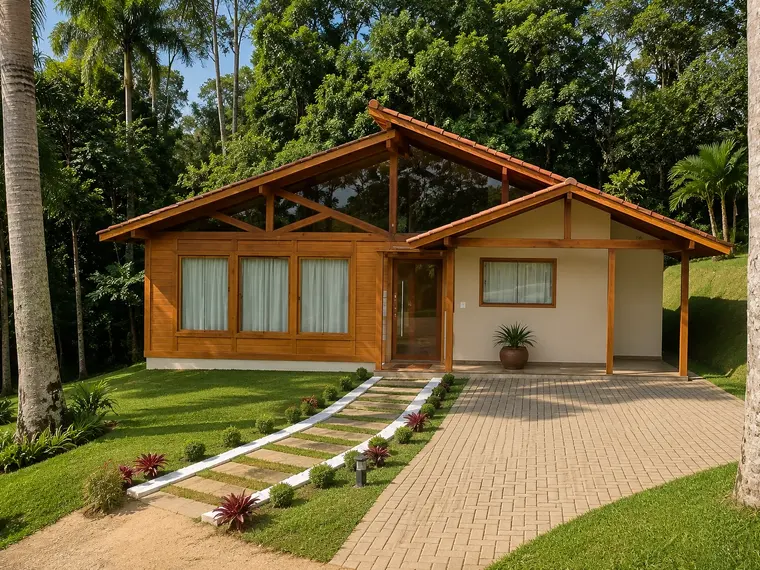 Fachada: Casa 122,50m² com 1 suíte e 2 quartos