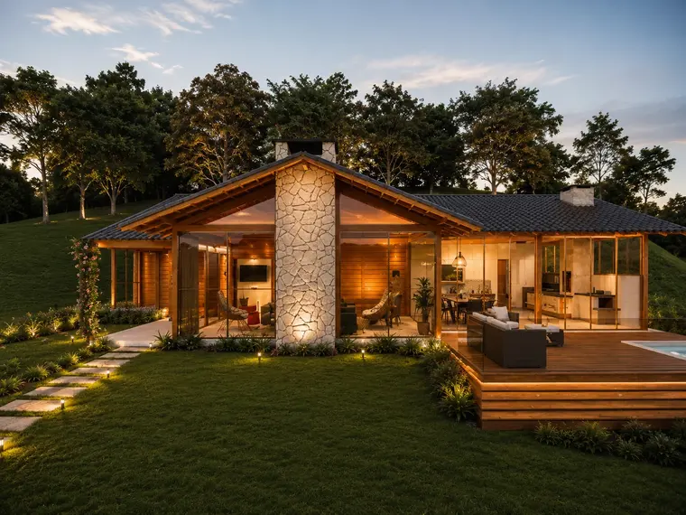 Fachada: Casa 126,00m² com 1 suíte e 2 quartos