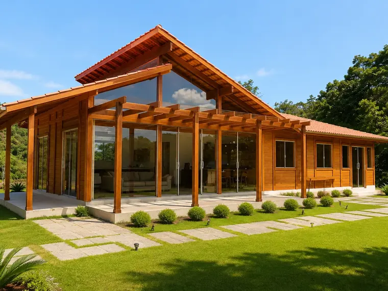 Fachada: Casa 135,25m² com 1 suíte e 2 quartos