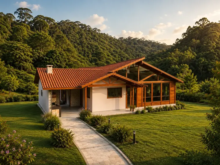 Fachada: Casa Térrea 149,36m² com 4 Suítes e Área Gourmet