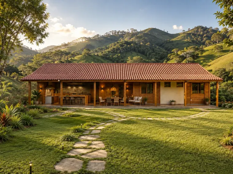 Fachada: Casa Térrea 150,45m² com 2 Suítes, 2 Quartos e Área de Lazer