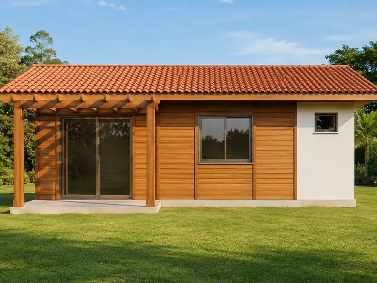 Fachada: Casa 59,50m² Tradicional com Pergolado