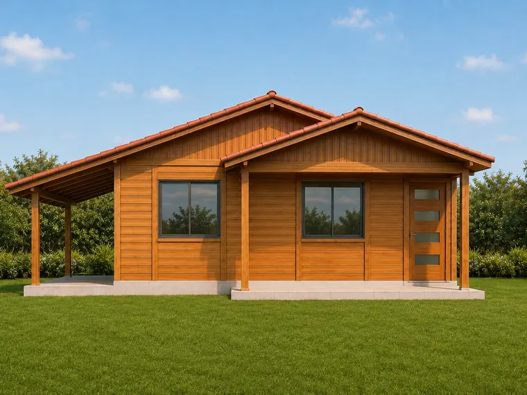 Fachada: Casa 57,25m² com 1 suíte e 1 quarto