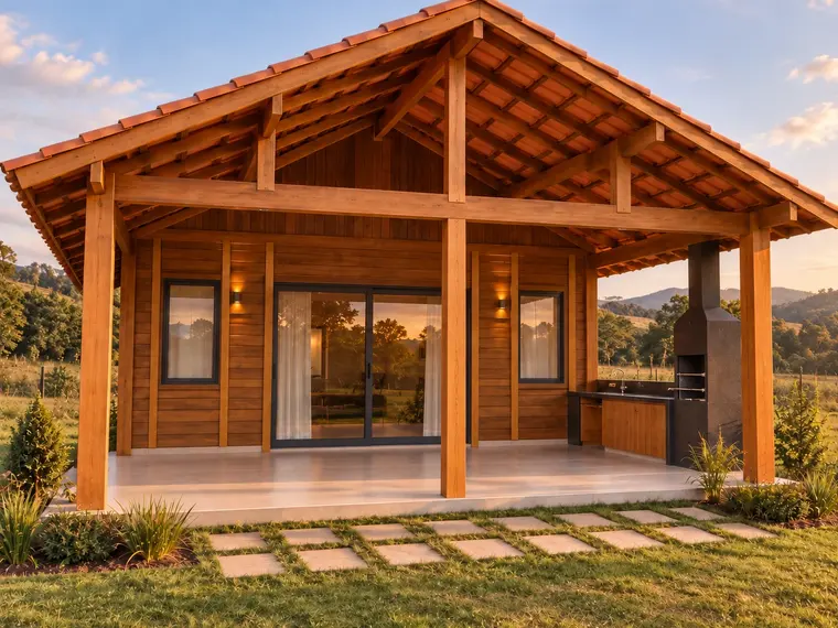 Fachada: Casa 68,25m² com 1 suíte, closet e área gourmet