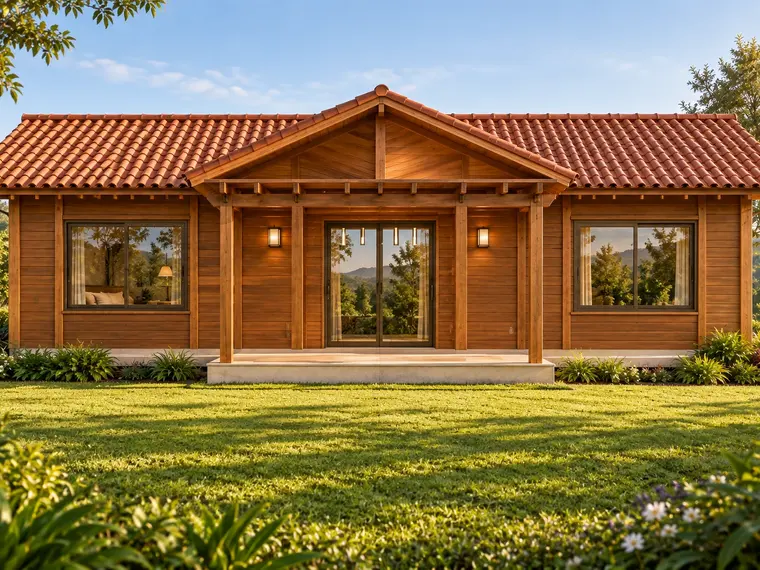 Fachada: Casa 103,50m² com 1 suíte, 2 quartos, closet e deck com pergolado