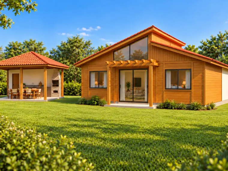 Fachada: Casa 55,45 m² + Área Gourmet 27,50 m²