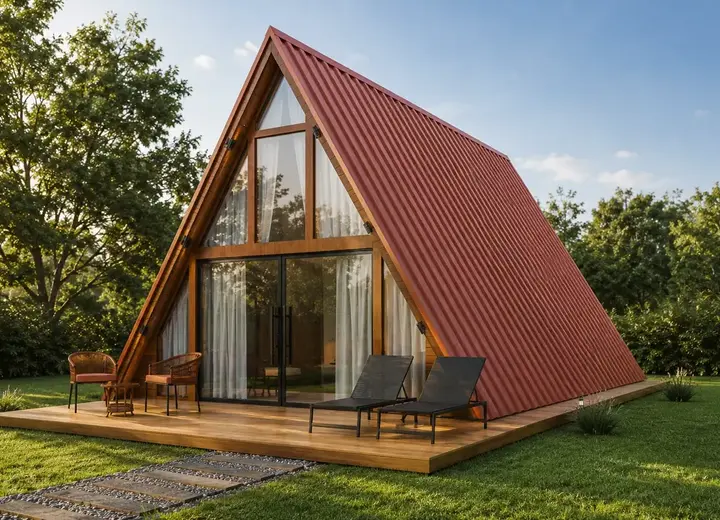 Chalé A-Frame de madeira