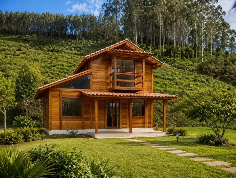 Casa duplex de madeira: presença visual e ambientes bem separados