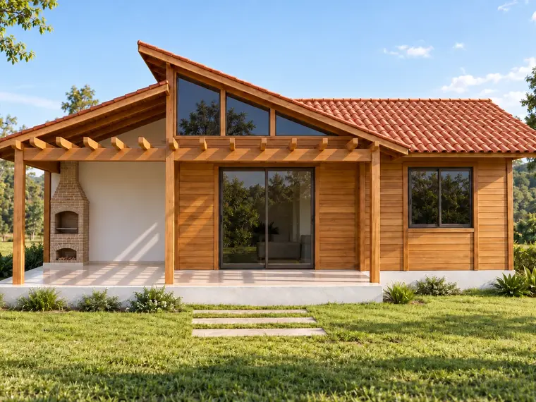 Fachada da Casa 70,65m² com 2 Quartos e Área Gourmet